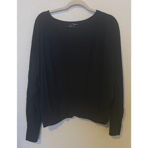 Express Women’s Black Long Sleeve Dolman Top Boat Neck Ruched Pullover - L